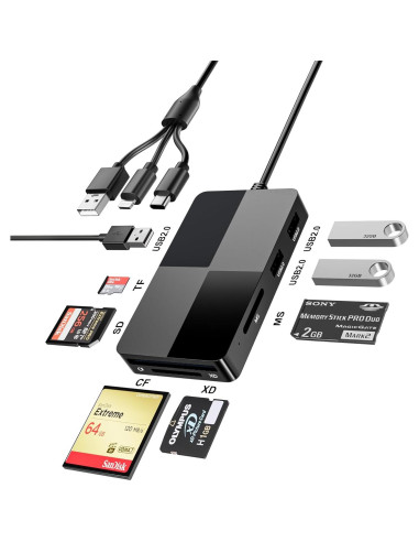 Adaptador Lector de Tarjetas 8 en 1 Bawanfa Plus USB-C