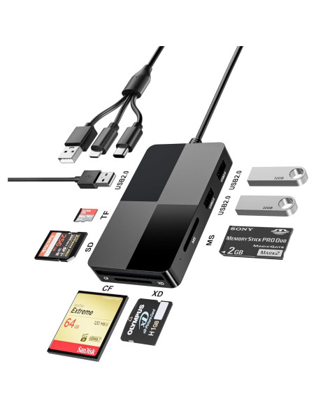Adaptador Lector de Tarjetas 8 en 1 Bawanfa Plus USB-C