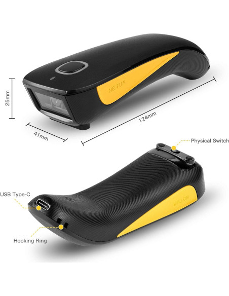 Escáner de Código QR NETUM C750 Inalámbrico 1D 2D Bluetooth Escáner de Código QR NETUM C750 Inalámbrico 1D 2D Bluetooth