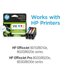 Cartuchos de Tinta Original HP 910 Cian, Magenta, Amarillo - 3 Cuenta 2