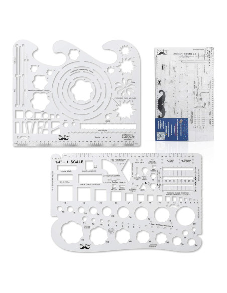 Juego de Plantillas de Paisaje Mr. Pen - 2 Piezas, Plástico Juego de Plantillas de Paisaje Mr. Pen - 2 Piezas, Plástico