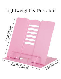 Soporte de Libro Ajustable Blizzow - Metal Plegable Rosa 2