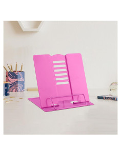 Soporte de Libro MSDADA Ajustable Metal Rojo Rosa 15x15.5cm