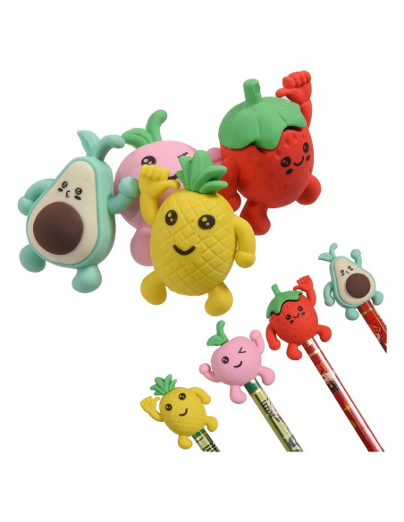 Borradores de Lápiz 3D Frutas HILAZA - 16 Piezas Coloridas Borradores de Lápiz 3D Frutas HILAZA - 16 Piezas Coloridas