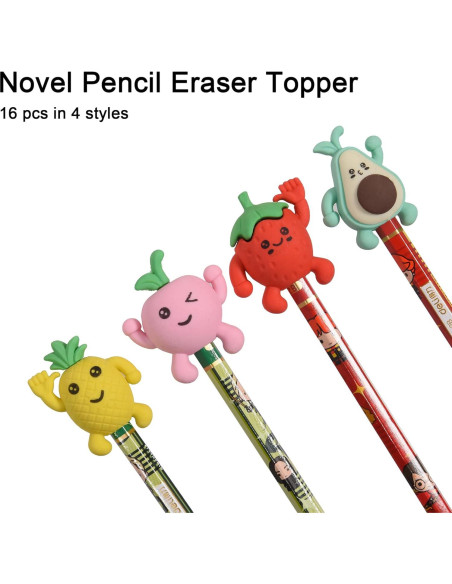 Borradores de Lápiz 3D Frutas HILAZA - 16 Piezas Coloridas Borradores de Lápiz 3D Frutas HILAZA - 16 Piezas Coloridas