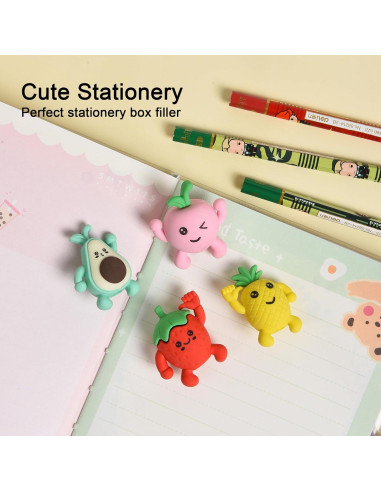 Borradores de Lápiz 3D Frutas HILAZA - 16 Piezas Coloridas