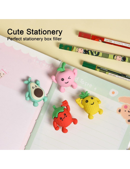 Borradores de Lápiz 3D Frutas HILAZA - 16 Piezas Coloridas Borradores de Lápiz 3D Frutas HILAZA - 16 Piezas Coloridas