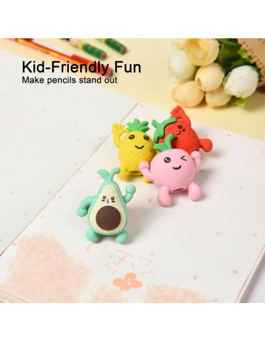 Borradores de Lápiz 3D Frutas HILAZA - 16 Piezas Coloridas