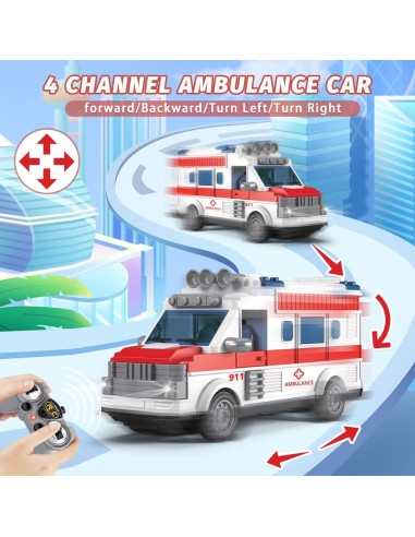 Ambulancia RC Dollox 1/30 Control Remoto 4 Canales LED