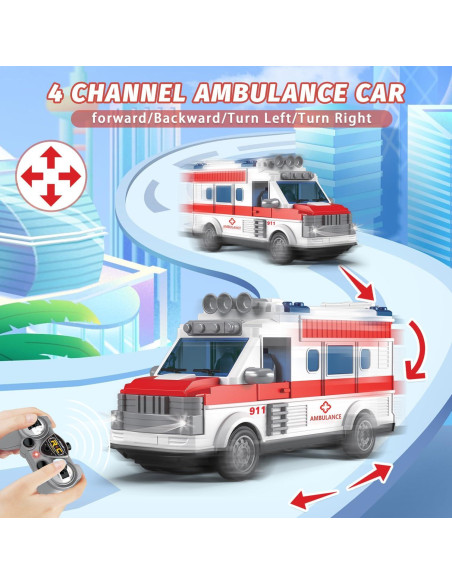 Ambulancia RC Dollox 1/30 Control Remoto 4 Canales LED