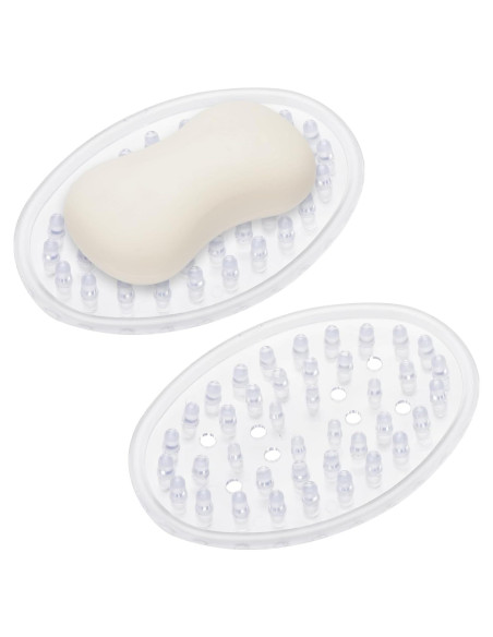 Plato de Jabón de Plástico Claro Sankoly - 2 Piezas, Drenante