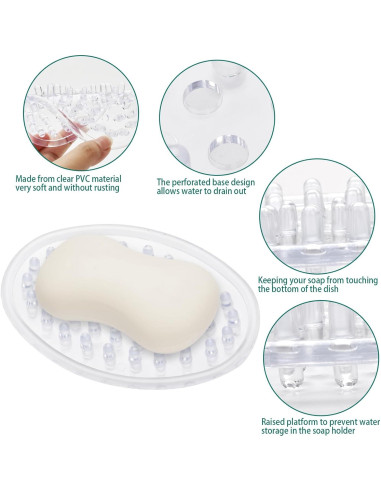 Plato de Jabón de Plástico Claro Sankoly - 2 Piezas, Drenante