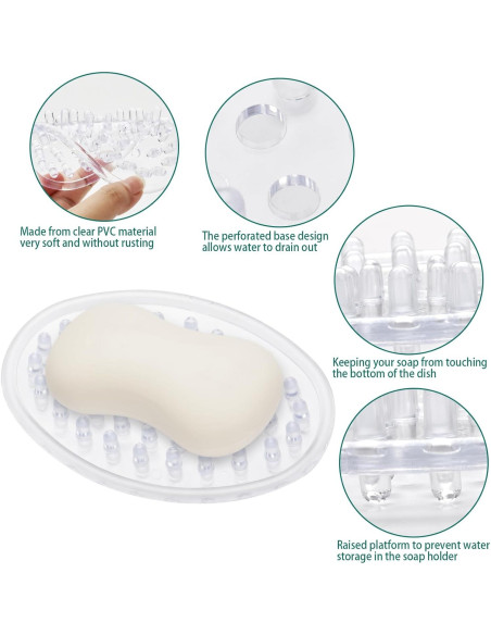 Plato de Jabón de Plástico Claro Sankoly - 2 Piezas, Drenante