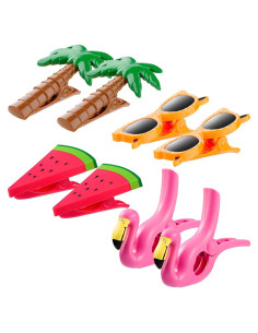 8 Clips para Toallas de Playa Romooa - Estilo Flamenco y Sandía