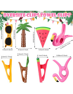 8 Clips para Toallas de Playa Romooa - Estilo Flamenco y Sandía 2