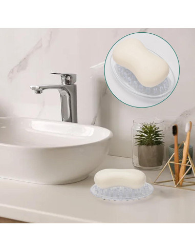 Plato de Jabón de Plástico Claro Sankoly - 2 Piezas, Drenante