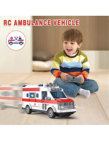 Ambulancia RC Dollox 1/30 Control Remoto 4 Canales LED