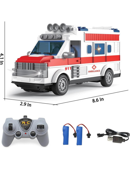 Ambulancia RC Dollox 1/30 Control Remoto 4 Canales LED