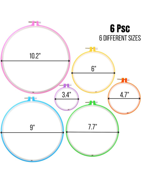 Juego de Aros de Bordado Mr. Pen 6 Piezas 8.6 a 25.9 cm Juego de Aros de Bordado Mr. Pen 6 Piezas 8.6 a 25.9 cm