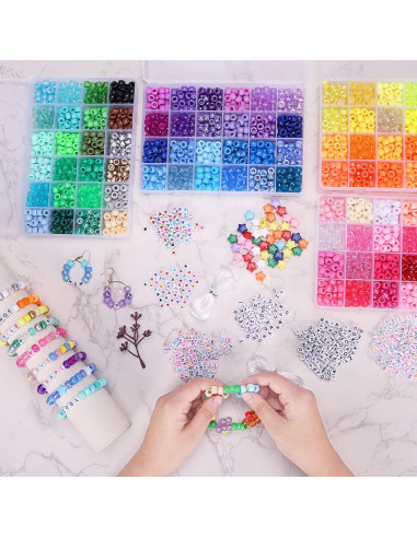 Kit de Cuentas de Pony QUEFE 3250 Piezas 96 Colores Joyería