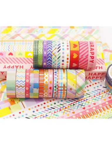 Conjunto de Cinta Washi YUBBAEX 27 Rollos 5-10mm Decorativa