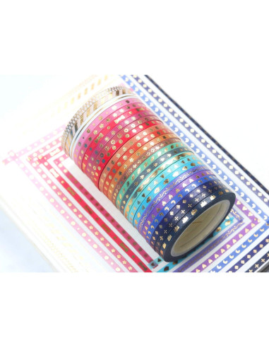Conjunto de Cinta Washi Delgada Yubbaex 24 Rollos 3mm Dorado