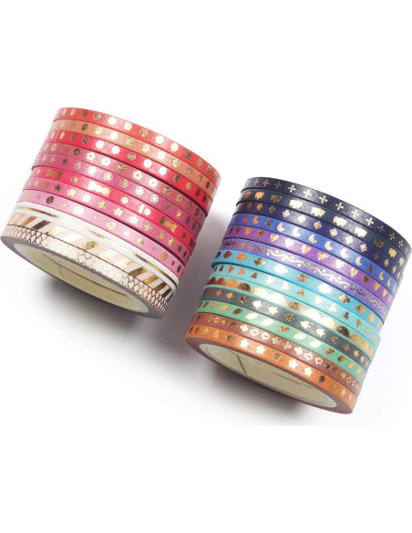 Conjunto de Cinta Washi Delgada Yubbaex 24 Rollos 3mm Dorado Conjunto de Cinta Washi Delgada Yubbaex 24 Rollos 3mm Dorado
