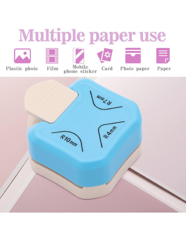 Perforador de Esquinas Redondeadas Jeemiter 3 en 1 - Cortador de Agujeros 4mm 7mm 10mm