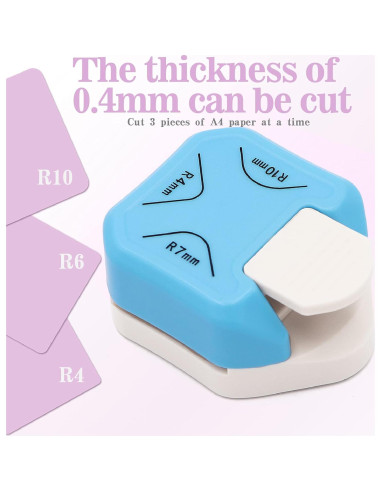 Perforador de Esquinas Redondeadas Jeemiter 3 en 1 - Cortador de Agujeros 4mm 7mm 10mm