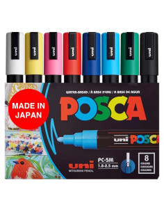 Marcadores de Pintura POSCA PC-5M Medianos 8 Colores Multicolor