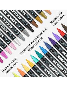 Marcadores de Pintura Acrílica Amafgle 24 Colores Doble Punta 2