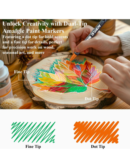 Marcadores de Pintura Acrílica Amafgle 24 Colores Doble Punta