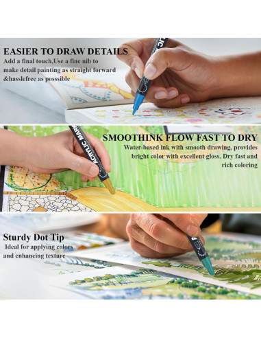 Marcadores de Pintura Acrílica Amafgle 24 Colores Doble Punta