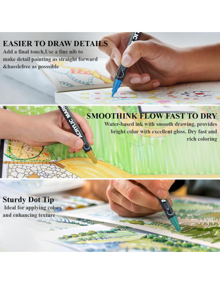 Marcadores de Pintura Acrílica Amafgle 24 Colores Doble Punta