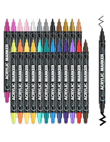 Marcadores de Pintura Acrílica Amafgle 24 Colores Doble Punta