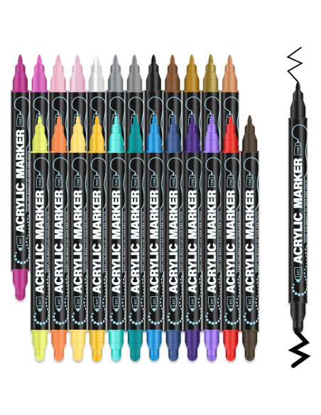 Marcadores de Pintura Acrílica Amafgle 24 Colores Doble Punta