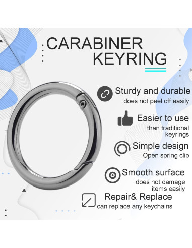 10 Piezas Anillos de Resorte Metal CooBigo 25 mm Negro