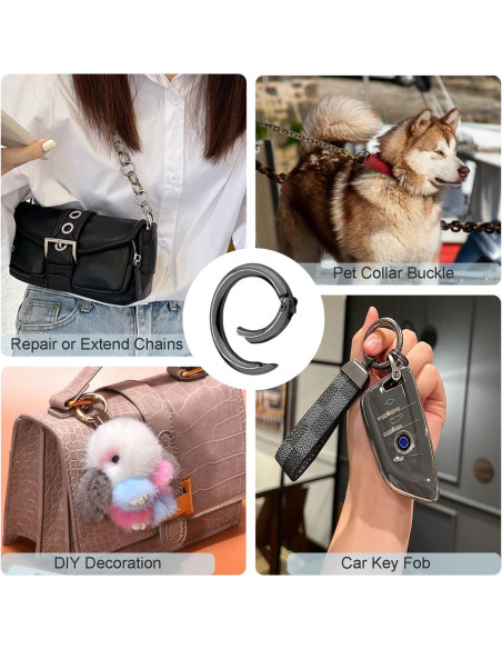 10 Piezas Anillos de Resorte Metal CooBigo 25 mm Negro