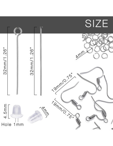 Ganchos Hipoalergénicos para Pendientes Stino 800 Piezas