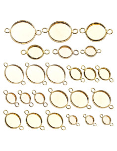 24 Conectores de Cabochón Dorados BronaGrand 6 Tamaños