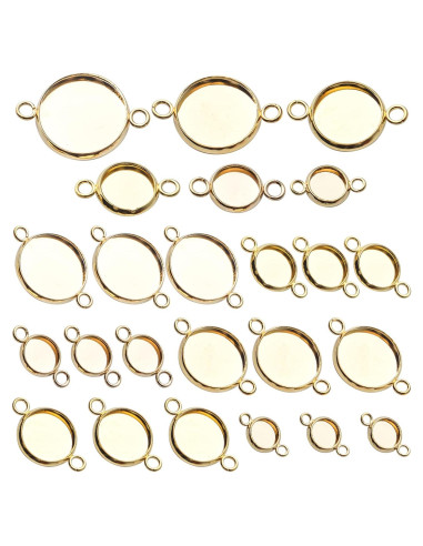 24 Conectores de Cabochón Dorados BronaGrand 6 Tamaños