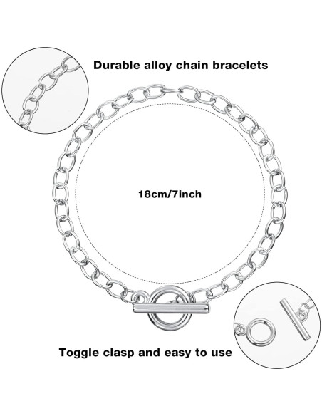 80 Pulseras de Cadena Minimalista Bucherry en Plata 18 cm