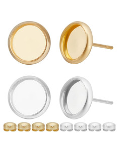 Beebeecraft 60 Piezas Configuraciones Aretes 8mm Oro 18K Plata 925