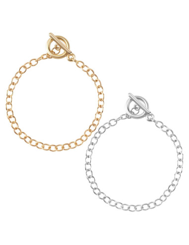 Cadenas de Pulsera DIY Isslly 2 PCS Aleación Oro Plata 19.5 cm
