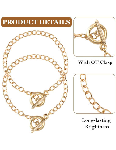 Cadenas de Pulsera DIY Isslly 2 PCS Aleación Oro Plata 19.5 cm
