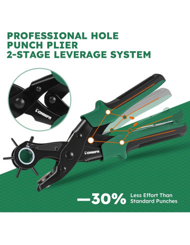 Agujereador de Cuero Tonmifr Profesional 6 Tamaños 2-4.5mm