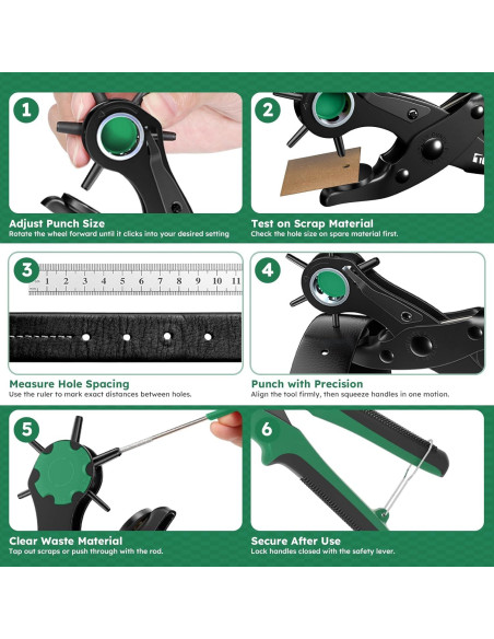 Agujereador de Cuero Tonmifr Profesional 6 Tamaños 2-4.5mm