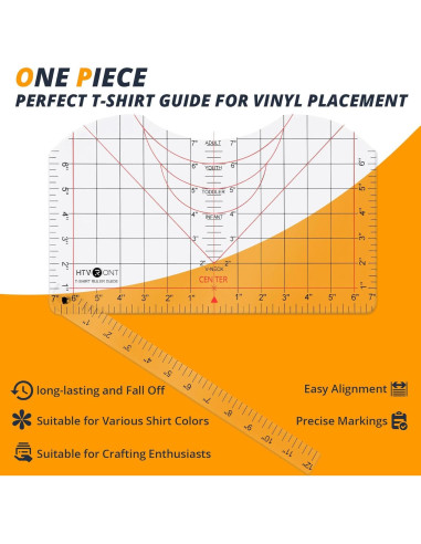 Guía de Regla para Camisetas HTVRONT 35.5x20.3cm PVC Transparente