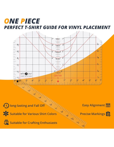 Guía de Regla para Camisetas HTVRONT 35.5x20.3cm PVC Transparente Guía de Regla para Camisetas HTVRONT 35.5x20.3cm PVC Transparente