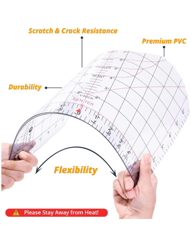 Guía de Regla para Camisetas HTVRONT 35.5x20.3cm PVC Transparente